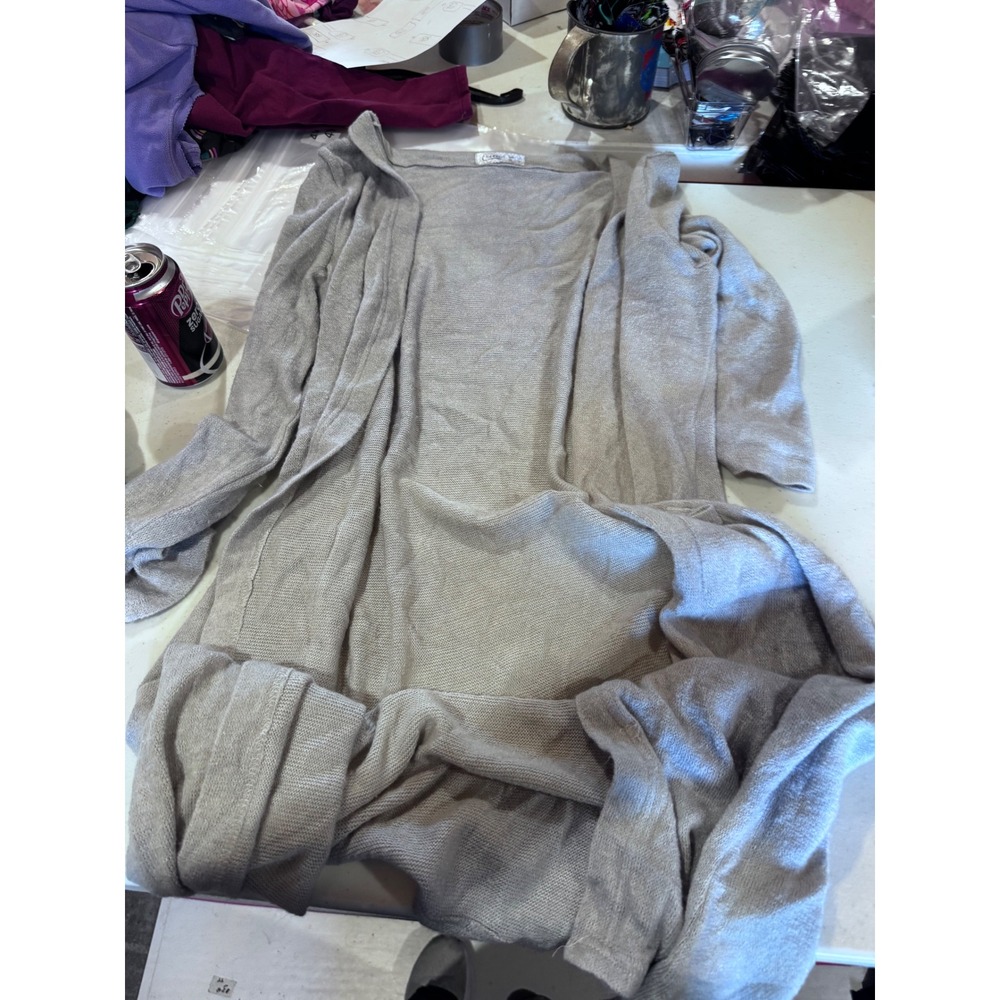 Lia Cher Womens Gray Open Front Duster Cardigan Sweater Size XXL 14
